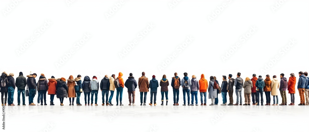Diverse Group People Standing Together Fashionable Winter Attire Outdoor Setting. AI Generated Diverse Group People Standing Together Fashionable Winter Attire Outdoor Setting. AI Generated