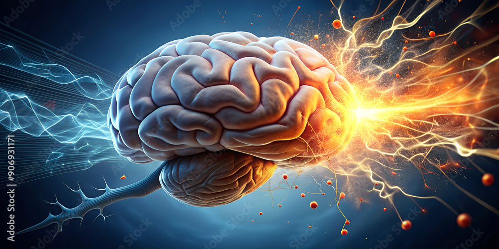 Obraz premium Brain under stress - futuristic illustration 