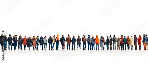 Diverse Group People Standing Together Fashionable Winter Attire Outdoor Setting. AI Generated