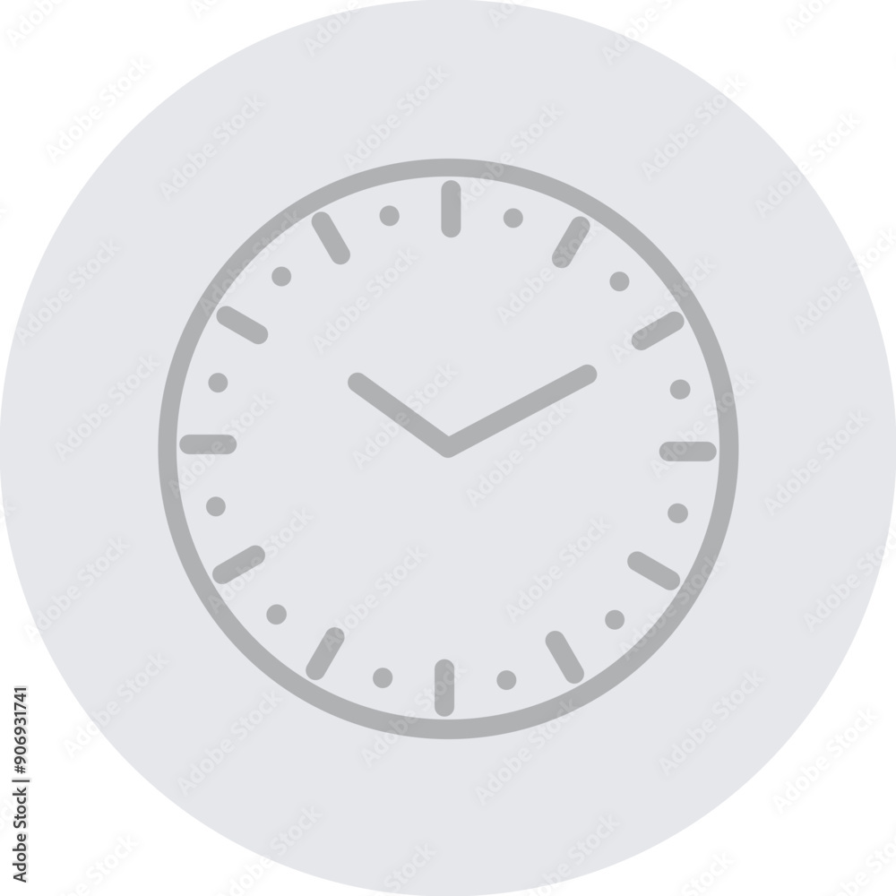 Clock Vector Line Grey Circle Grey Clock Vector Line Grey Circle Grey