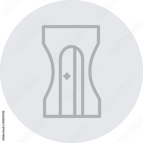 Pencil Sharpner Vector Line Grey Circle Grey