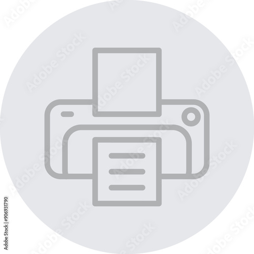 Printer Vector Line Grey Circle Grey