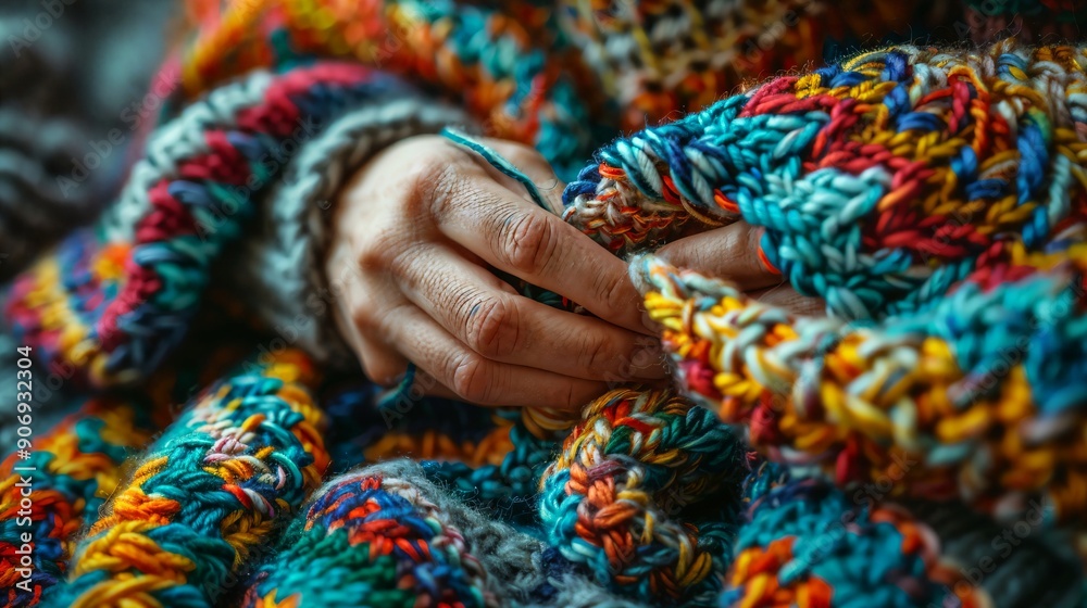 a woman is holding a colorful crocheted blanket a woman is holding a colorful crocheted blanket