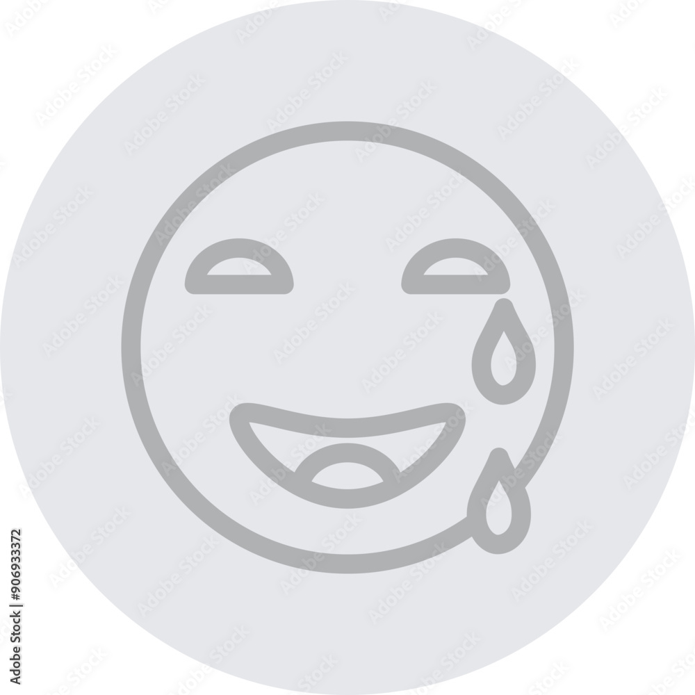 emoji weeping Vector Line Grey Circle Grey