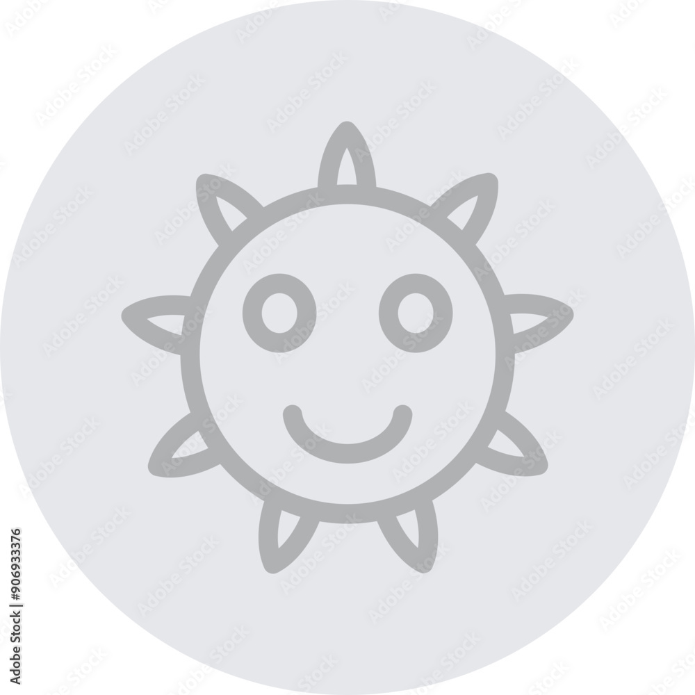 emoji sun flower Vector Line Grey Circle Grey