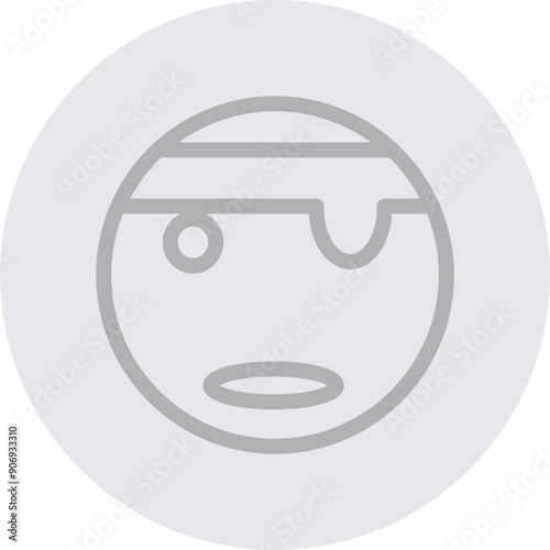 emoji pirate Vector Line Grey Circle Grey
