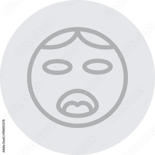 emoji girl Vector Line Grey Circle Grey