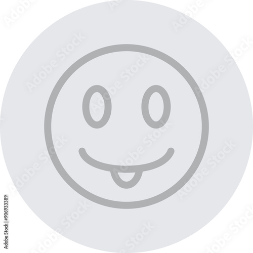 emoji tongue out Vector Line Grey Circle Grey