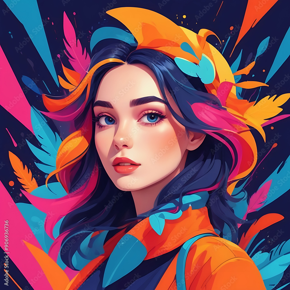 A vibrant and playful illustration of multiple flowers in a decorative pot, with bright colors and dynamic shapes A vibrant and playful illustration of multiple flowers in a decorative pot, with bright colors and dynamic shapes
