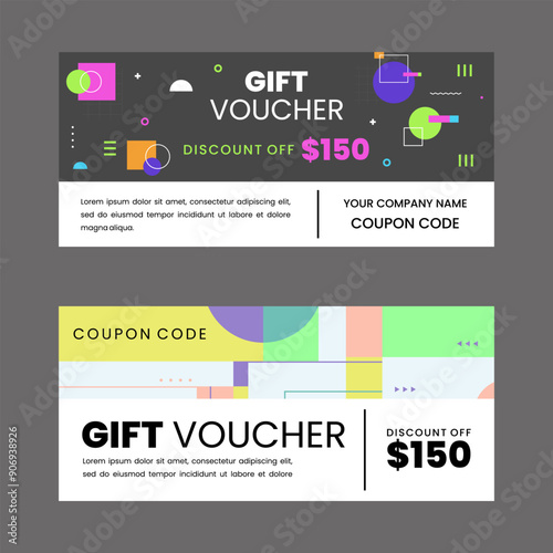 Colorful gift voucher horizontal banners