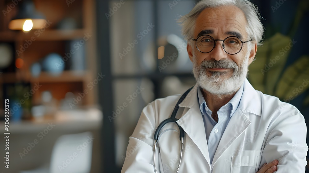 Experienced Doctor Smiling Confidently in Bright Consultation Room. AI Generated Experienced Doctor Smiling Confidently in Bright Consultation Room. AI Generated