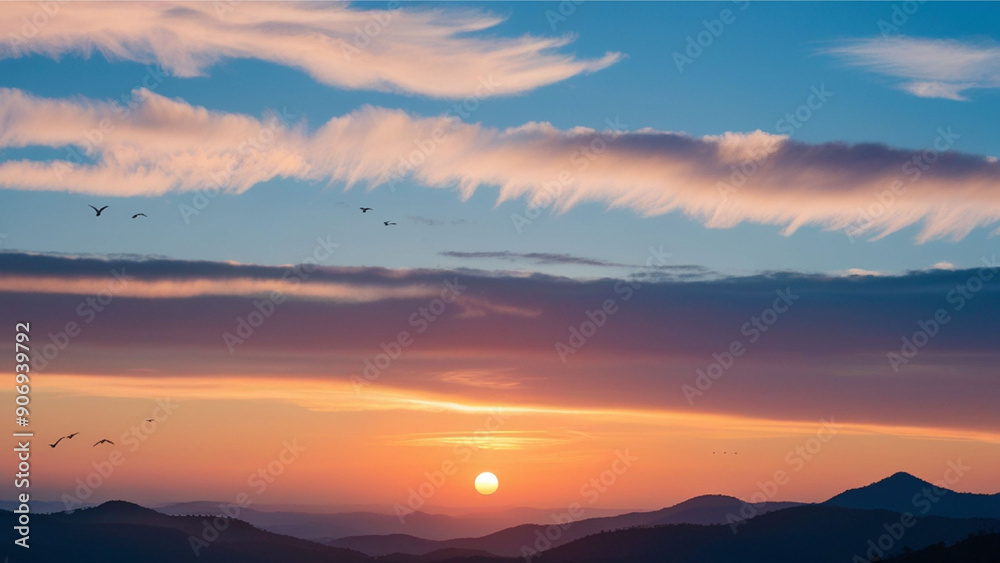 A breathtaking sunrise or sunset with warm A breathtaking sunrise or sunset with warm