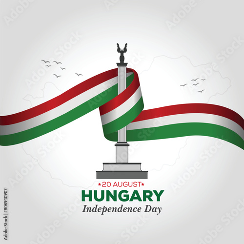 Happy Hungary Independence Day 15 March Celebration Vector Design Illustration. Template for Poster, Banner, Advertising, Greeting Card or Print Design Element photo