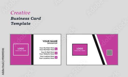 Purple and dark black color professional business card design template