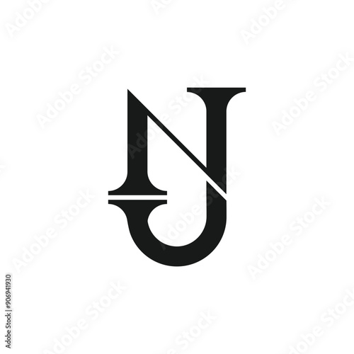 Abstract monogram letter NJ for initial logo 