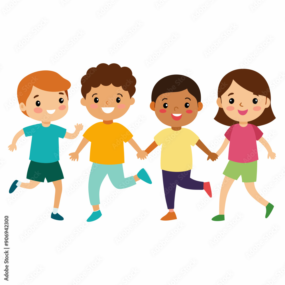 Kids playing outside vector illustration on a white background Kids playing outside vector illustration on a white background