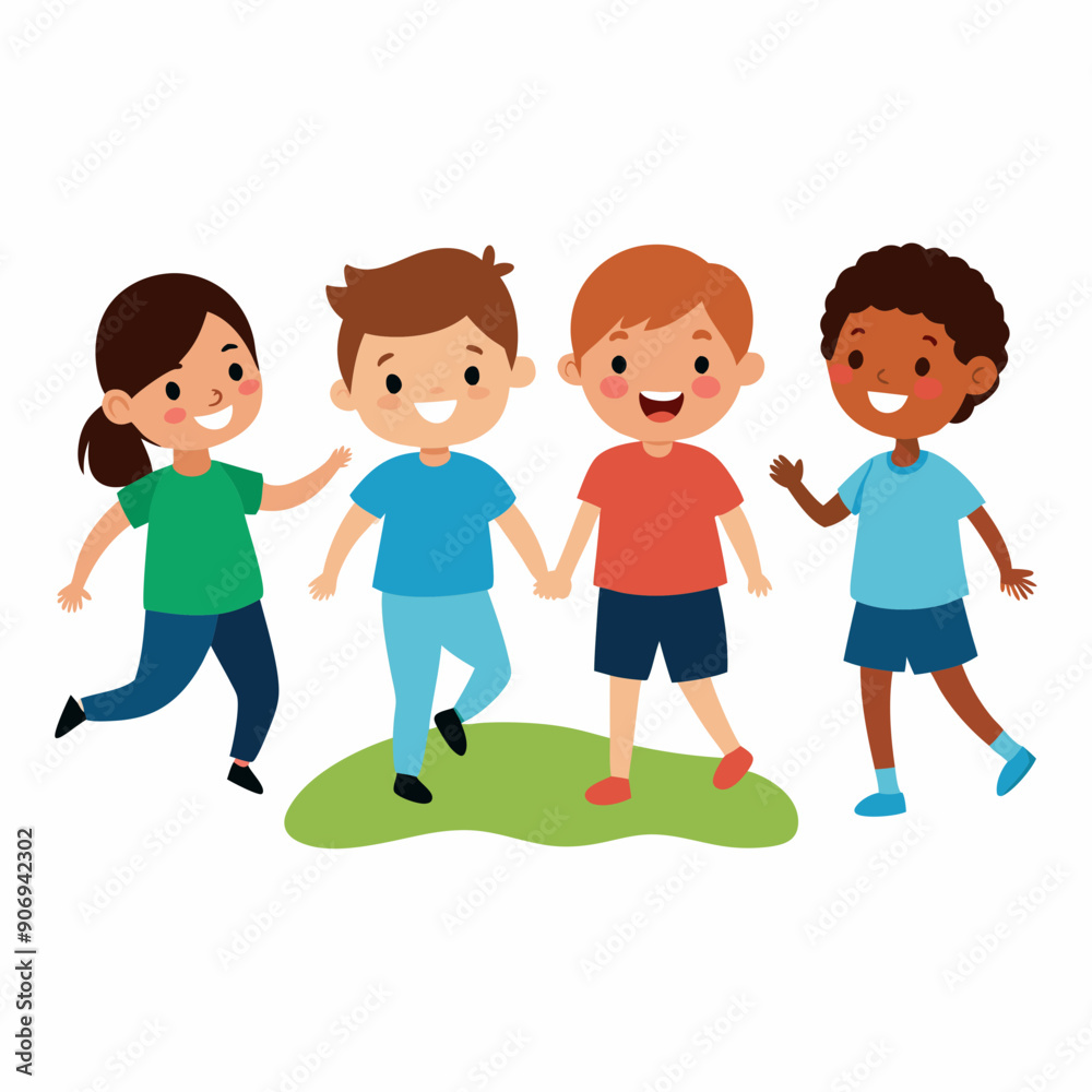 Kids playing outside vector illustration on a white background Kids playing outside vector illustration on a white background