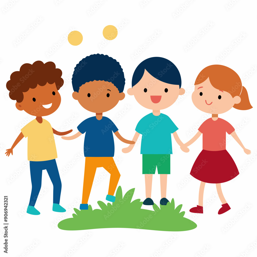 Kids playing outside vector illustration on a white background Kids playing outside vector illustration on a white background