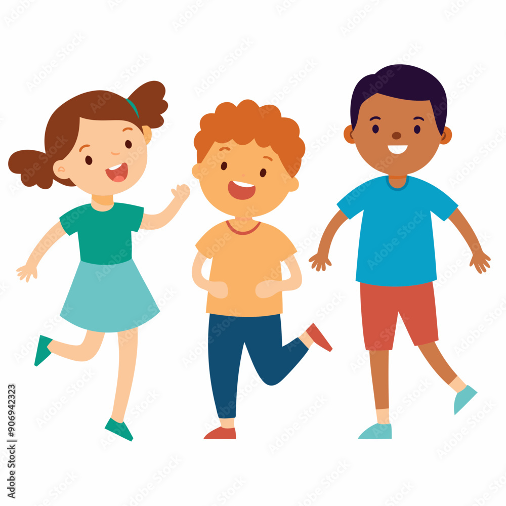 Kids playing outside vector illustration on a white background Kids playing outside vector illustration on a white background