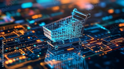 Wallpaper Mural Digital marketplace with diverse e-commerce platforms, illustrating online economy. Torontodigital.ca