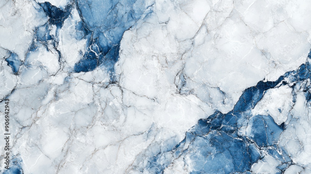 Obraz premium Marble texture background with white tones and blue veins, providing a luxurious and elegant surface detail.