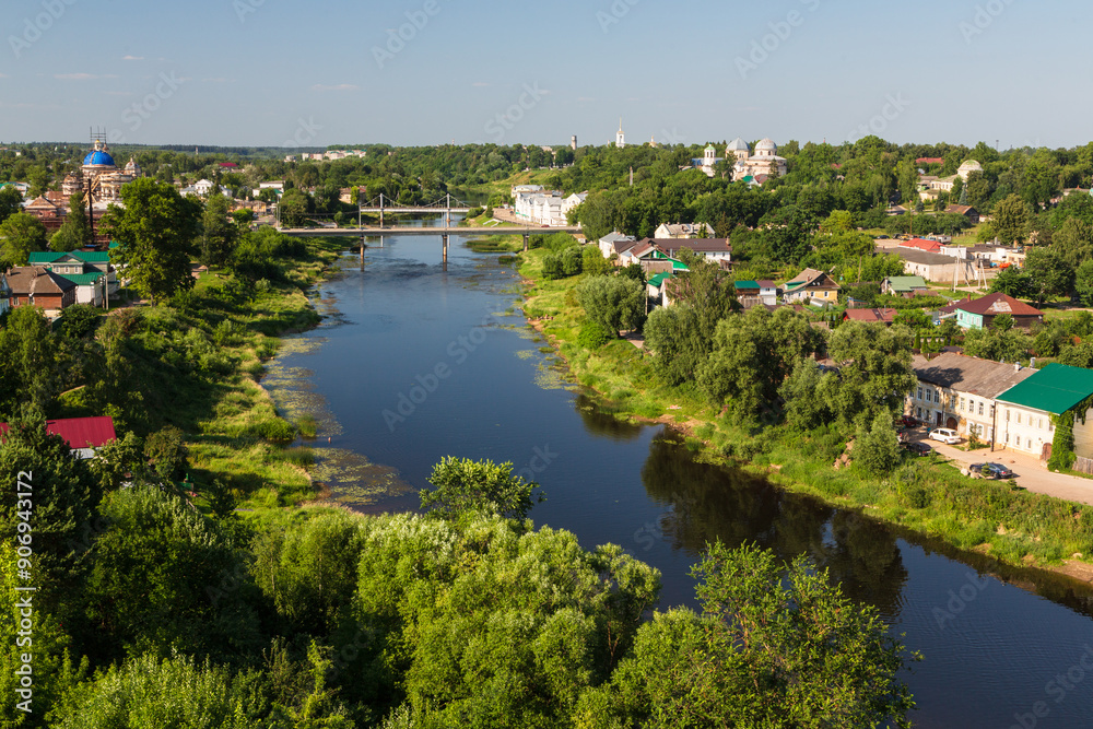 Aerial Panoramic view on Torzhok from Candle tower. Torzhok, Tver region, Russia Aerial Panoramic view on Torzhok from Candle tower. Torzhok, Tver region, Russia