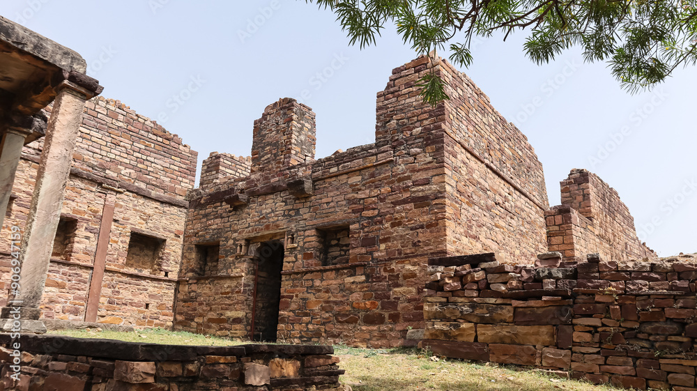 India, Madhya Pradesh, Morena, Ruins of Ancient Survaya ki Garhi, 10th Century Monument, Lord Shiva Temple. India, Madhya Pradesh, Morena, Ruins of Ancient Survaya ki Garhi, 10th Century Monument, Lord Shiva Temple.