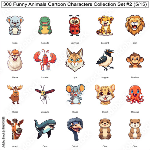 Cute Animals Cartoon Characters Bundle Collection Set of 300 Animals Part 5