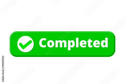 Completed word text with green check mark button