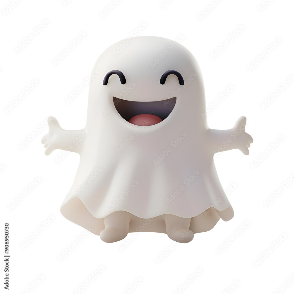 Halloween Ghost Rendered in Cute 3D Style, Isolated on Transparent Background, PNG Halloween Ghost Rendered in Cute 3D Style, Isolated on Transparent Background, PNG
