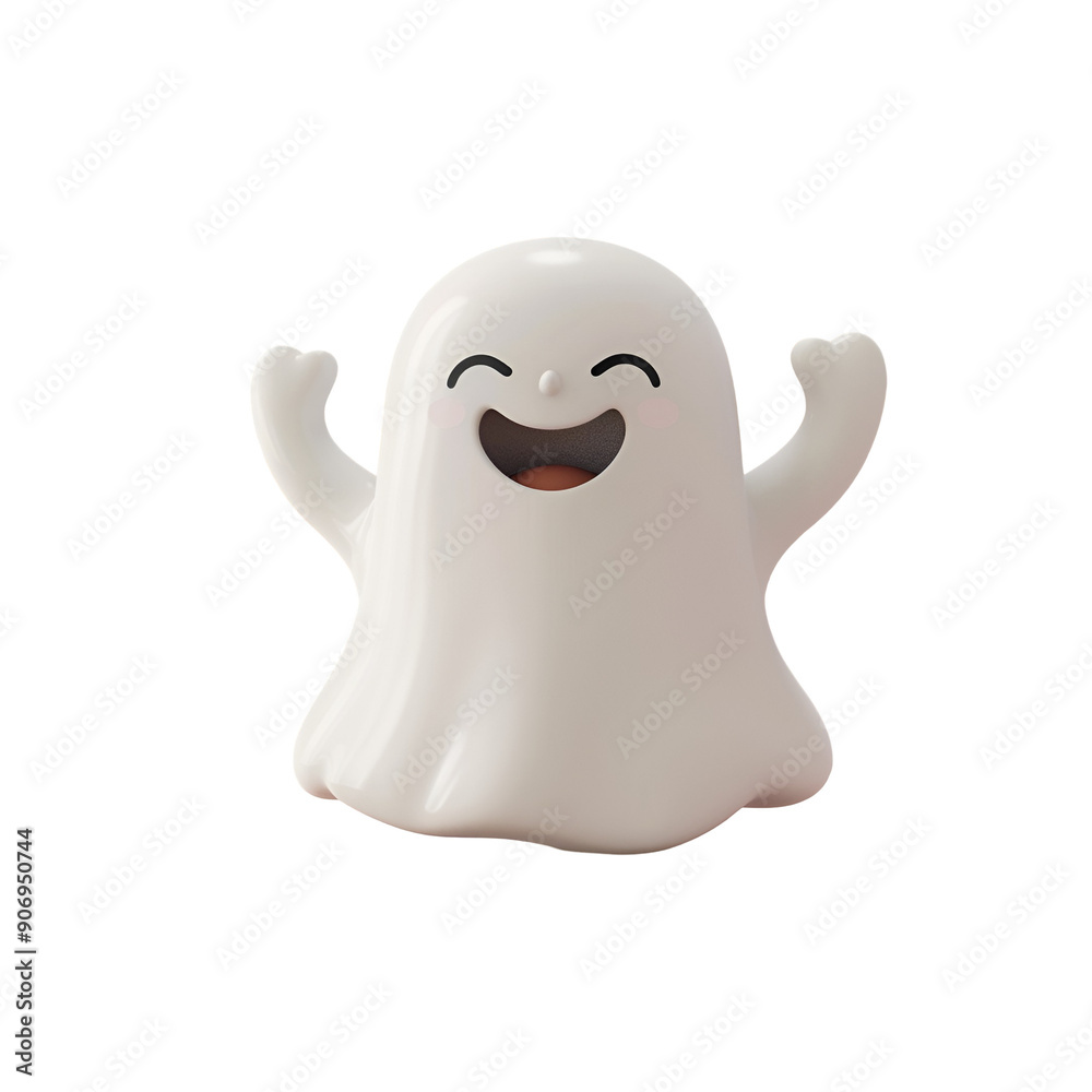Cute 3D Ghost Illustration for Halloween, Isolated on Transparent Background, PNG Cute 3D Ghost Illustration for Halloween, Isolated on Transparent Background, PNG