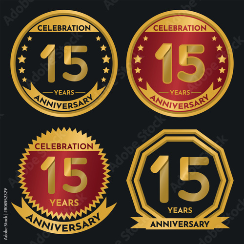 Celebration 15 Year Anniversary - Gold Seals, 4 Variations, Ruby and Transparent Seals.