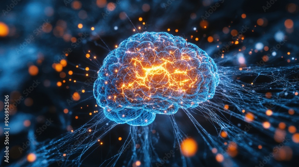 Neural network visualized in the form of a brain. Neural network visualized in the form of a brain.