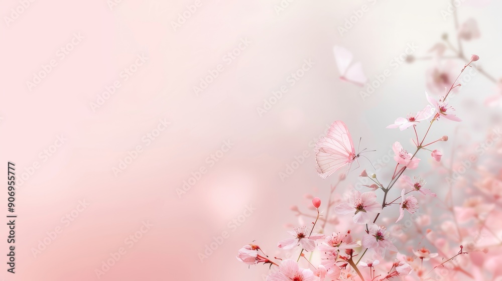 A pink background with a butterfly flying in the foreground A pink background with a butterfly flying in the foreground