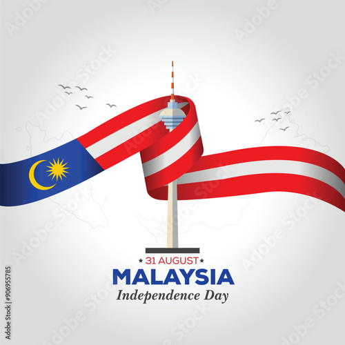 Happy Malaysia Independence Day August 31th Celebration Vector Design Illustration. Template for Poster, Banner, Advertising, Greeting Card or Print Design Element