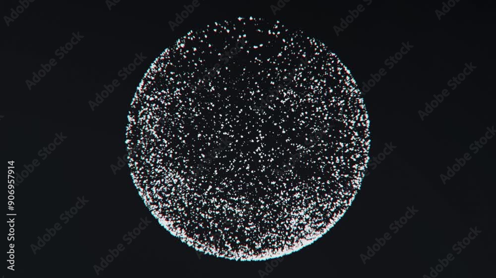 Animation of a crystal snow globe. Snowflakes swirl inside a circle. Christmas and New Year. Science, technology, engineering, Futuristic 3D sphere, Earth Globe.