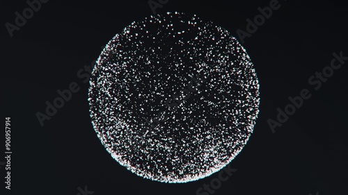 Animation of a crystal snow globe. Snowflakes swirl inside a circle. Christmas and New Year. Science, technology, engineering, Futuristic 3D sphere, Earth Globe.