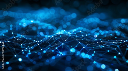 Abstract technology network featuring glowing nodes and lines. A modern and sophisticated background for banners, posters, and social media.
