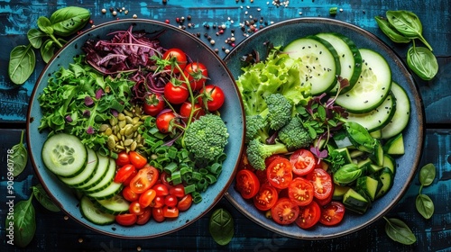 Colorful bowls brimming with fresh vegetables, ready for a healthy meal