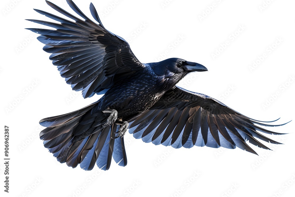 Majestic Raven in Flight with Outstretched Wings Majestic Raven in Flight with Outstretched Wings