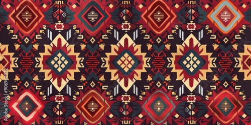 Vibrant Geometric Pattern with Red and Black Elements
