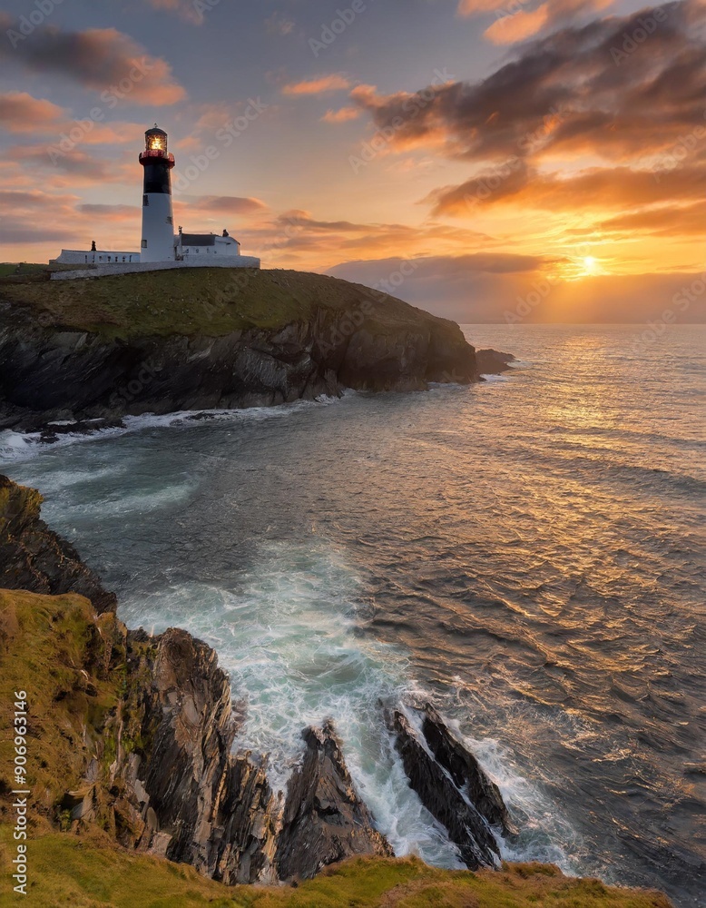 Sunset scene at Galley Head Lighthouse in County Cork Ireland Sunset scene at Galley Head Lighthouse in County Cork Ireland