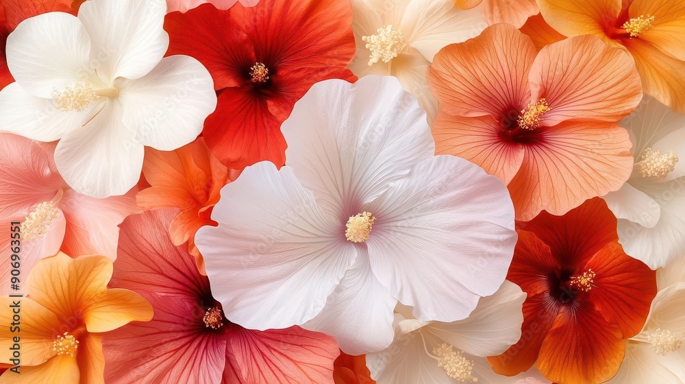 Close Up of Colorful Hibiscus Flowers.