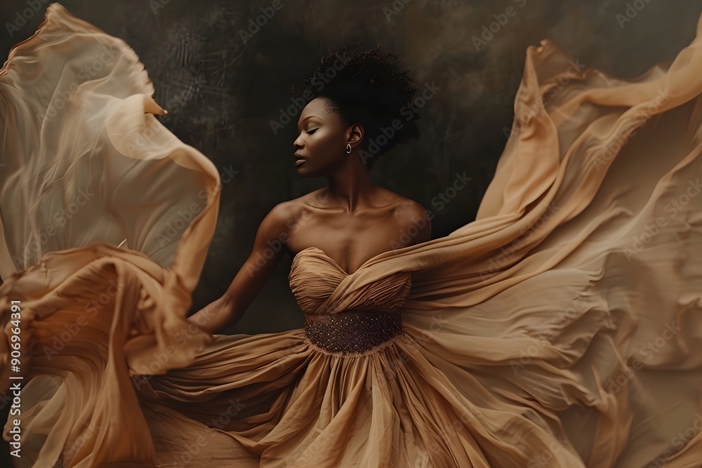 Fototapeta premium Graceful Elegance: A Dancer in Flowing Fabric