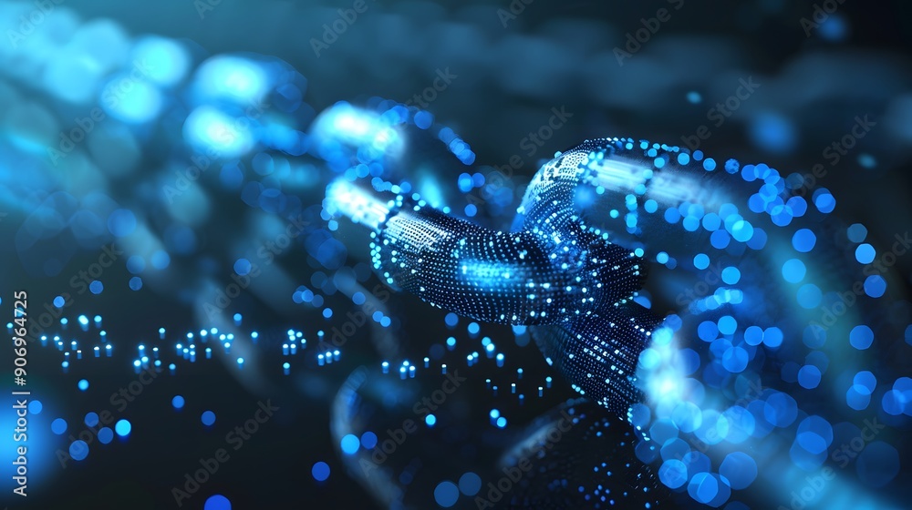 Digital Chain Link Representing Blockchain Technology and Connectivity Digital Chain Link Representing Blockchain Technology and Connectivity
