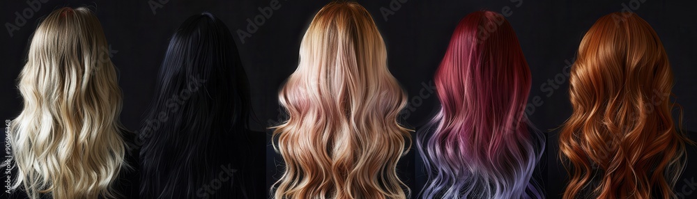 Women showcasing various shades of wavy hair. Women showcasing various shades of wavy hair.