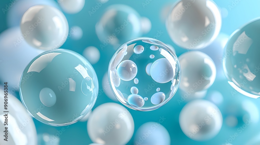 Ethereal Bubbles Floating in a Dreamy Blue Atmosphere Ethereal Bubbles Floating in a Dreamy Blue Atmosphere