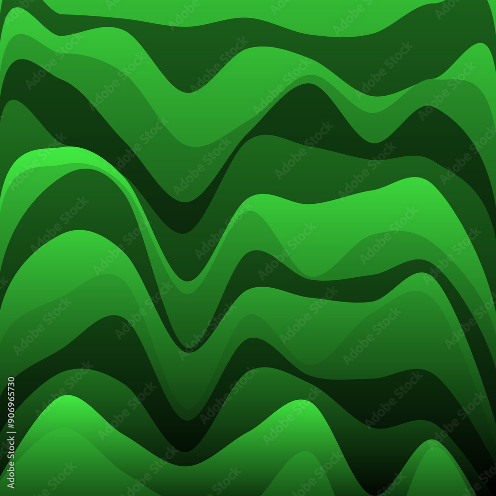 Fototapeta premium Green Simple Modern Wave Complex Design Multicolor Waves Intricate Jagged Lines 261