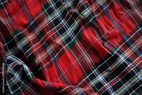 Colorful Tartan Fabric in Pleated Design