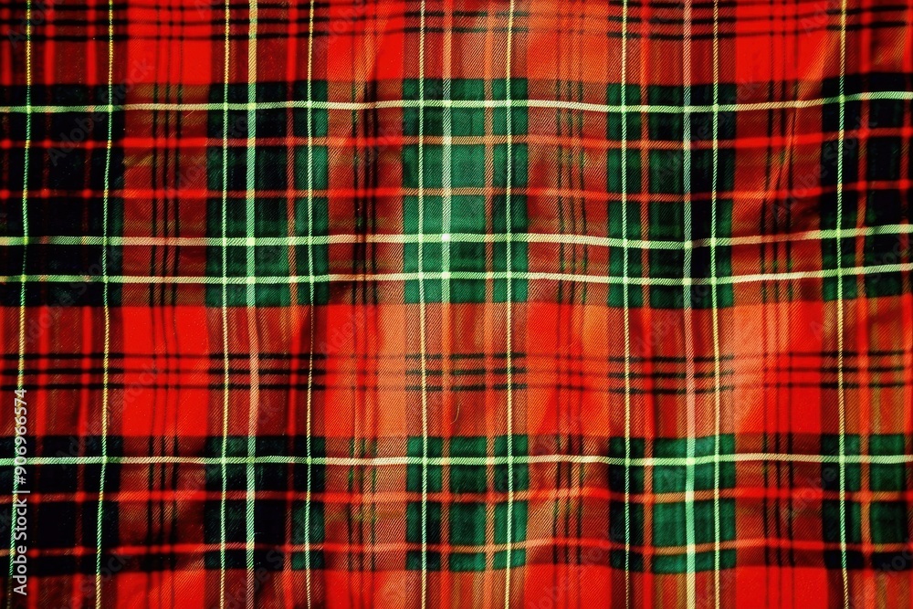 Vibrant Red Tartan Fabric Pattern Background Vibrant Red Tartan Fabric Pattern Background